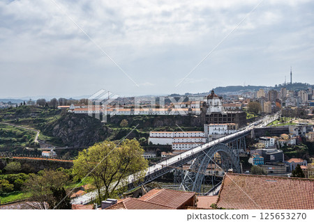 Luis I Bridge at Porto in Portugal is two-level bridge built on site of old stone one. 125653270