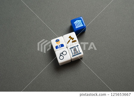 Judicial and security system. Law enforcement and legal institutions. Justice, order, and public safety. Courts, police, and regulatory frameworks at work. Judicial and security system. Law enforcement and legal institutions. Justice, order, and public safety. Courts, police, and regulatory frameworks at work. 125653667