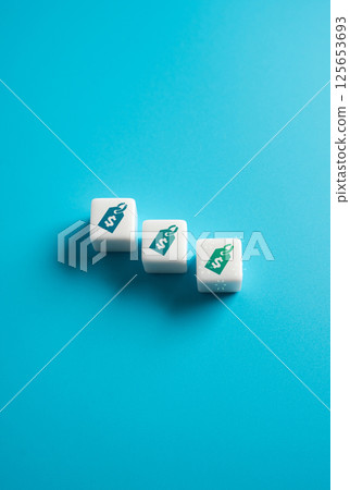 Falling prices. Discounts and sales. Cost reduction. Best price. 125653693