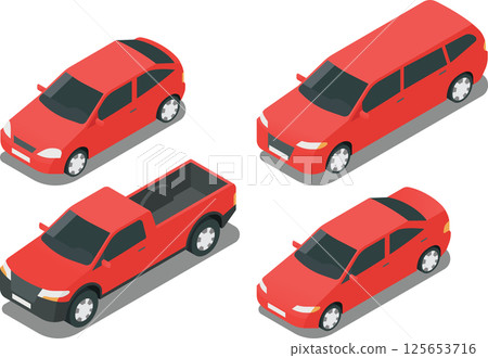 set of isometric cars set of isometric cars 125653716