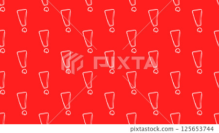 Pattern background illustration of white exclamation marks on a red background. Seamless vector 4K illustration material 125653744