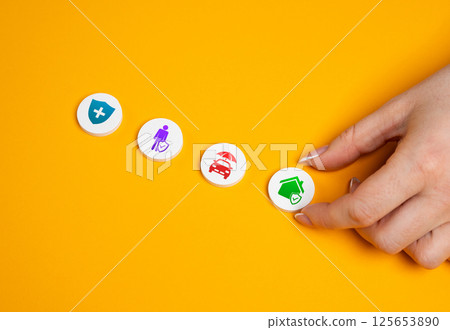 Selecting an insurance service. Comparing coverage options for life, health, property, and risk protection. 125653890