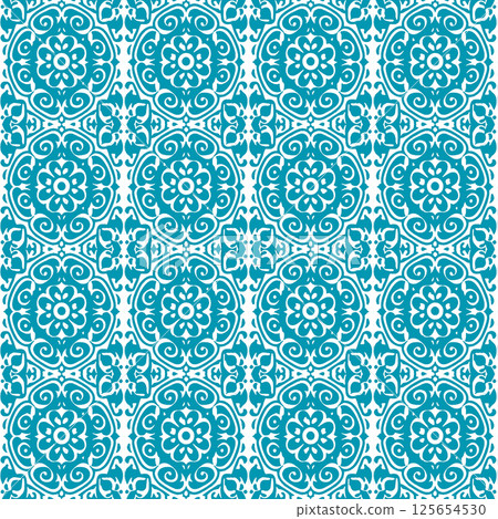 vector seamless pattern of geometric ornament with round shapes 125654530