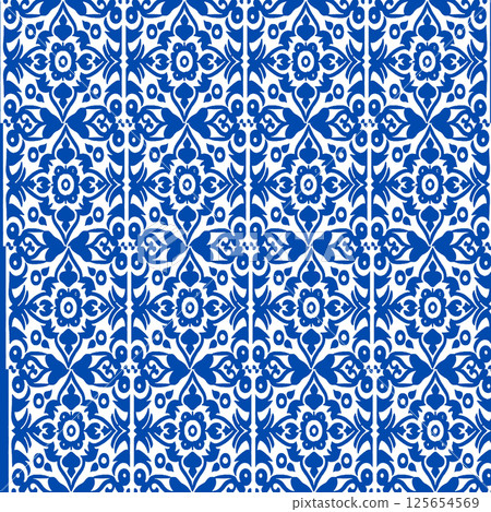 vector seamless pattern of geometric ornament with round shapes 125654569