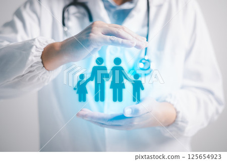 Health insurance provides essential care for family, allowing access to medical services and doctors, modern technology enhances healthcare concept to combat disease effectively. health, insurance. 125654923