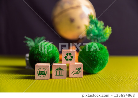 ECO-friendly idea of recycling waste helps protect jungle and planet, promoting safe and sustainable use of environmental resources clean, energy, life, alternative, change, global, ground, helping. 125654968