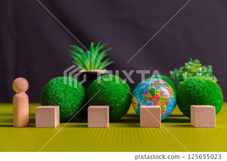 ECO-friendly idea of recycling waste helps protect jungle and planet, promoting safe and sustainable use of environmental resources clean, energy, life, alternative, change, global, ground, helping. 125655023