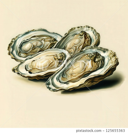 the AI Image Generator, Illustration of Freshly Opened Oysters 125655363
