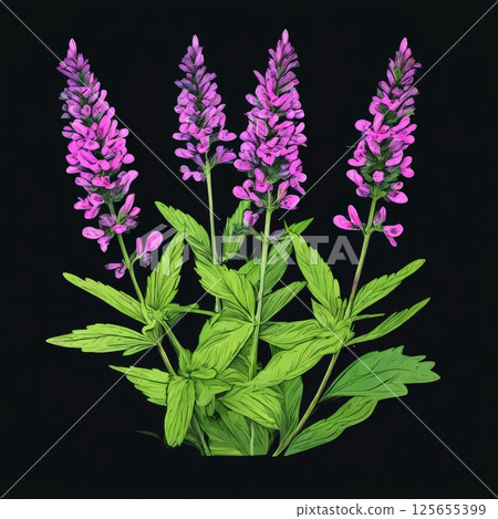 an AI Image Generator, Vibrant Purple Salvia Flowers 125655399