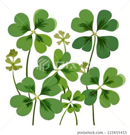 an AI Image Generator, Vibrant Illustration of Green Clover Leaves for St. Patrick Day 125655415