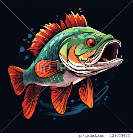 the AI Image Generator, Dynamic Illustration of a Vibrant Fish with Bold Colors in Motion 125655425