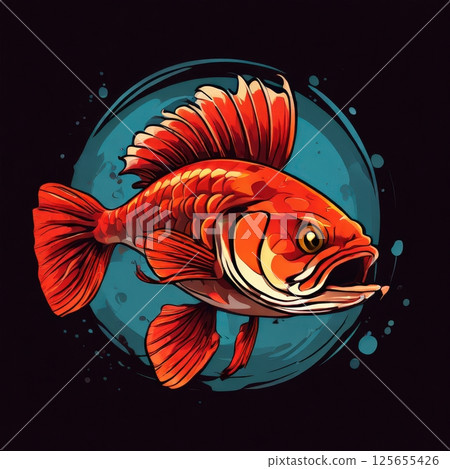 the AI Image Generator, Dynamic Illustration of a Vibrant Fish with Bold Colors in Motion 125655426