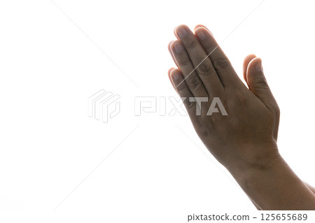 Close up prayer hand pray in church, Pastor pray to God. Christian life crisis prayer to god. Woman Pray for god blessing to wishing have better life. begging for forgiveness and believe in goodness. 125655689