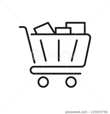 Shopping Cart With Boxes Line Icon. E-Commerce, Online Shopping, And Retail Purchase Outline Symbol. Consumer Goods And Marketplace Concept. Editable Stroke. Isolated Vector Illustration Shopping Cart With Boxes Line Icon. E-Commerce, Online Shopping, And Retail Purchase Outline Symbol. Consumer Goods And Marketplace Concept. Editable Stroke. Isolated Vector Illustration 125655736