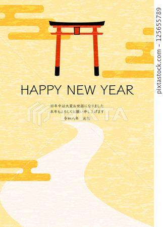 2026 年日式新年賀卡、鳥居與首次參拜神社的圖片 125655789