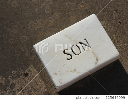 Brick Stone in Cemetery With Word Son Engraved 125656099
