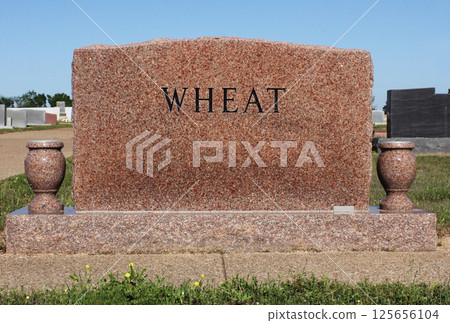 Headstone in Cemetery With Word Wheat. Death Concept Headstone in Cemetery With Word Wheat. Death Concept 125656104