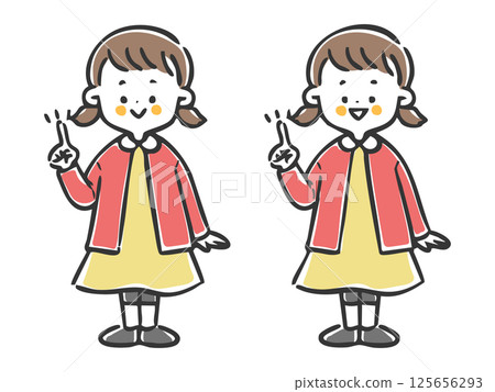 Girl pointing, whole body, vector Girl pointing, whole body, vector 125656293