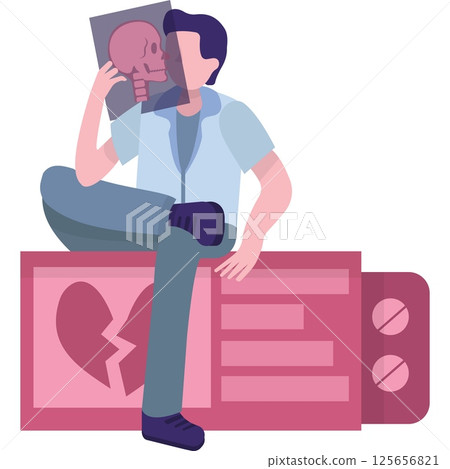 Medicine icon vector doctor examine skull x-ray Medicine icon vector doctor examine skull x-ray 125656821