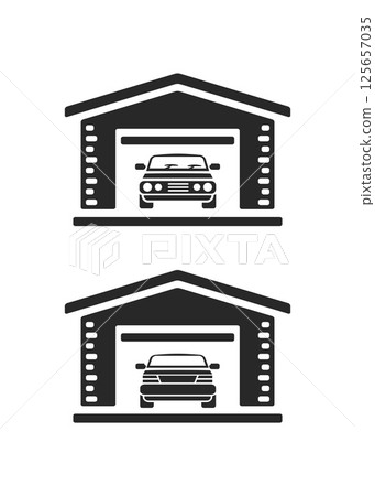 Garage flat icon stock illustration. Garage flat icon stock illustration. 125657035