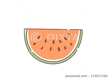 切西瓜的可愛向量插圖 125657389