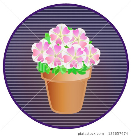 具有圓形背景的矮牽牛花插圖 具有圓形背景的矮牽牛花插圖 125657474