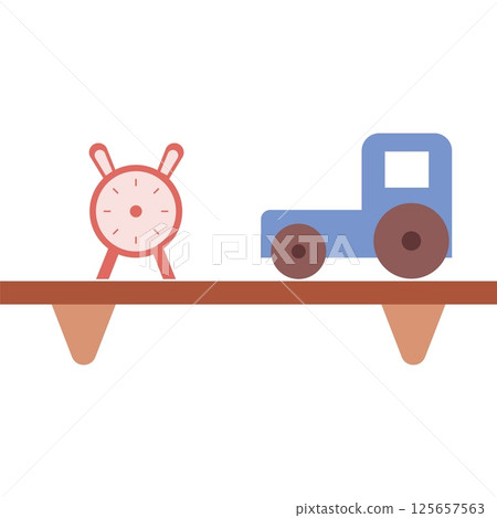 shelf with toys in children room vector icon isolated on white 125657563