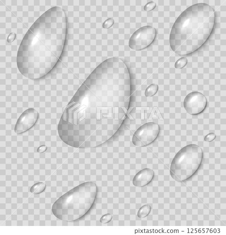 Realistic vector water drops isolated 125657603