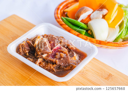 Seasoned Genghis Khan and vegetables 125657668