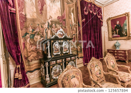 interiors of national palace of Ajuda, Lisbon, portugal interiors of national palace of Ajuda, Lisbon, portugal 125657894