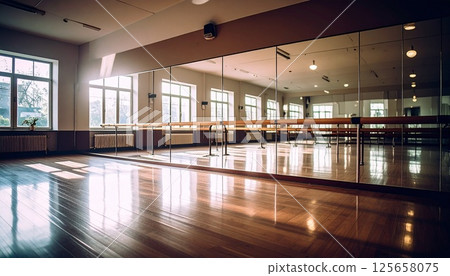 Quiet ballet studio with sunlight streaming in 5 125658075