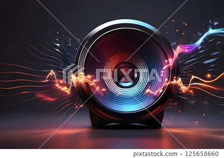 Modern sound speakers as background, closeup view 125658660