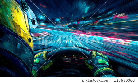 View from a high-speed racing car 125659066