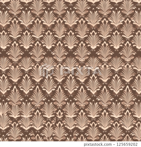 A seamless pattern of brown and beige with an elegant floral design, background 125659202