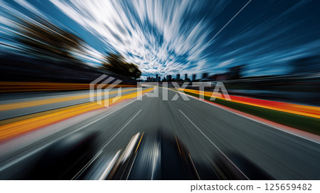View from a high-speed racing car 125659482