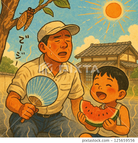 烈日下的父母與孩子 125659556