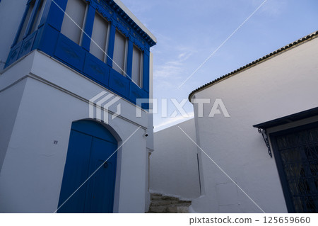 White buildings in Sidi Bou Said, Tunisia White buildings in Sidi Bou Said, Tunisia 125659660