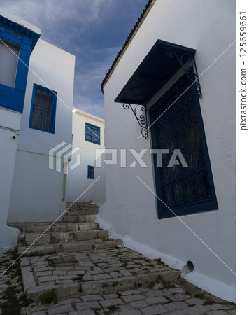Sidi Bou Said, Tunisia: Cobblestone alleys and white houses 125659661