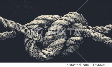 A detailed illustration of a sailor's knot with intricate loops and patterns is a visual and practical masterpiece. 125660600