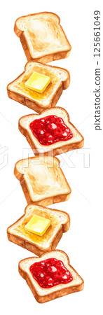 AI-generated frame of watercolor illustrations of various toasts 125661049