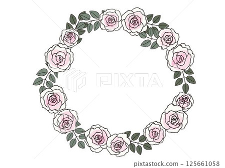 Stylish hand-painted rose flower wreath by Pierre De Ronsard 125661058