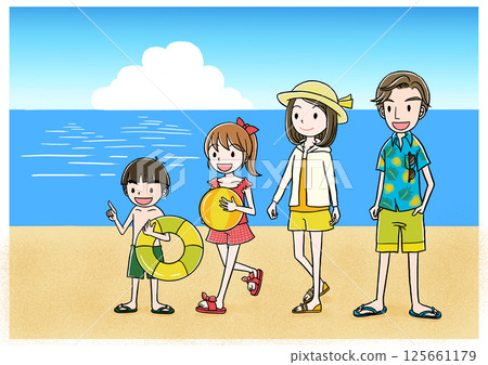 Family swimming in the sea in summer Family swimming in the sea in summer 125661179