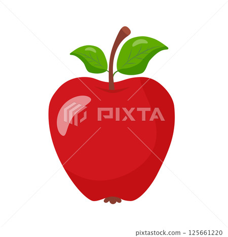 Red sweet and tasty apple. Natural fruits, hand drawn. 125661220