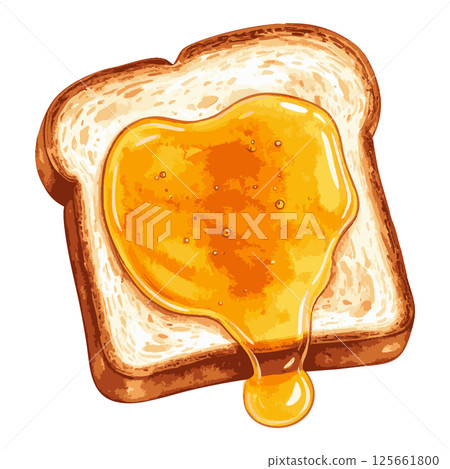 塗滿蜂蜜的吐司水彩插圖 AI 生成 125661800