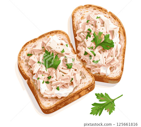 Tuna toast watercolor illustration AI generation 125661816