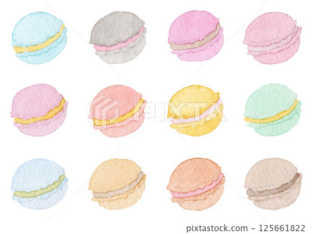 [Watercolor] Macaron illustration set 125661822