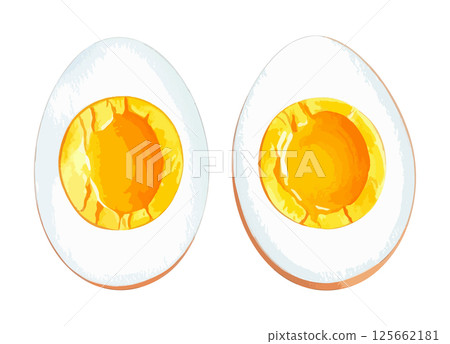 Watercolor illustration of boiled egg - AI generation 125662181