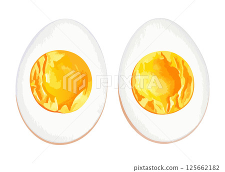 Watercolor illustration of boiled egg - AI generation 125662182