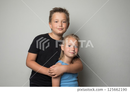 Happy brother and sister friendship. Childhood and  happiness 125662190