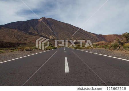 Empty road in the Teide National Park. Tenerife, Canary Islands, Spain Empty road in the Teide National Park. Tenerife, Canary Islands, Spain 125662316